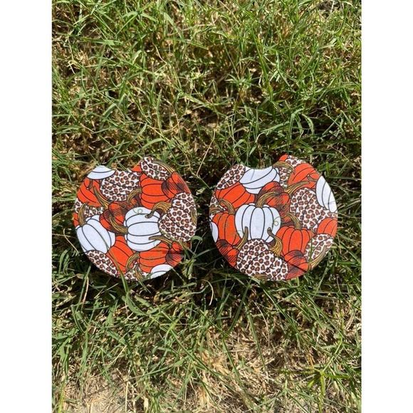 Fall Pumpkins Neoprene Car Coaster 2 Pack | Fall Coasters | Pumkin Coaster - Picture 2 of 7